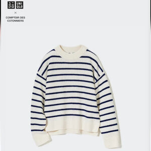 Uniqlo X Comptoir Des Cotonniers Cream/Black Striped Crewneck Wool Sweater S